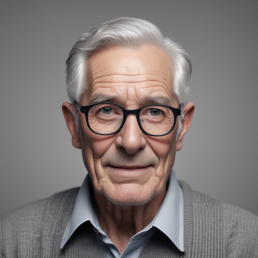 Elderly man with grey hair and glasses